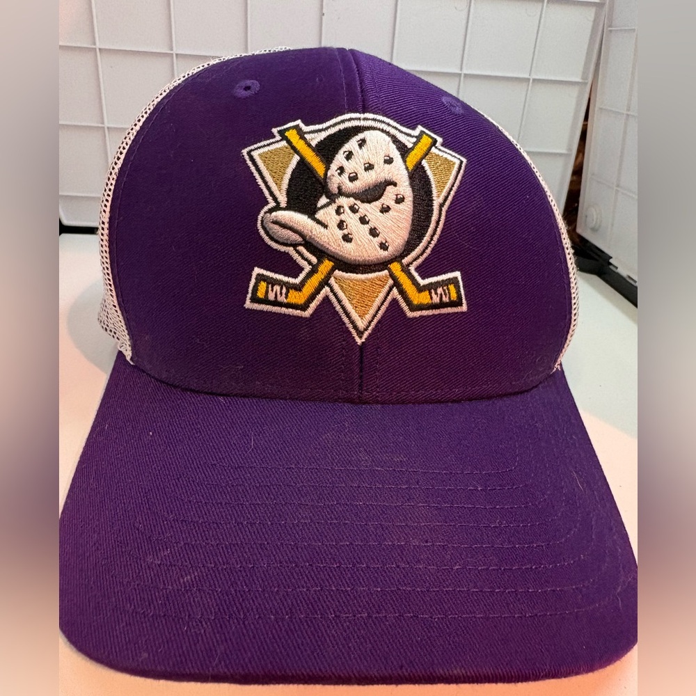47 Brand Purple & White Anaheim Mighty Ducks Mesh Back Hat
